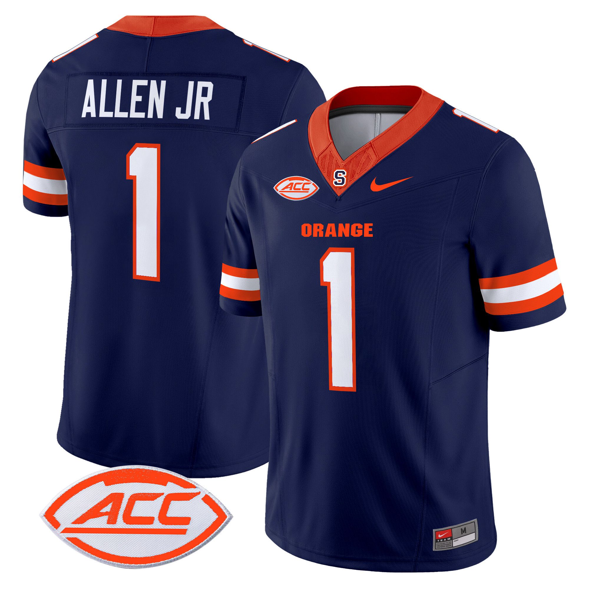 Men Syracuse Orange #1 Allen jr Blue Nike 2024 Vapor Limited NCAA Jersey style 1